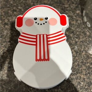 Snowman Shaped Bento Box with Red Accents